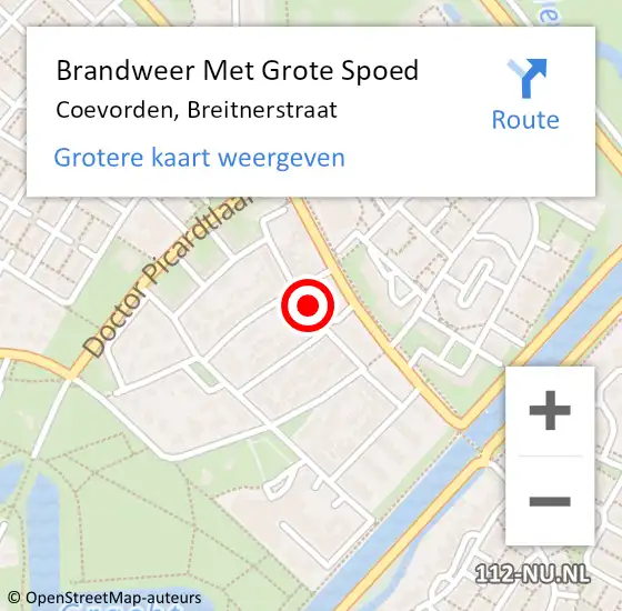 Locatie op kaart van de 112 melding: Brandweer Met Grote Spoed Naar Coevorden, Breitnerstraat op 7 september 2018 23:33