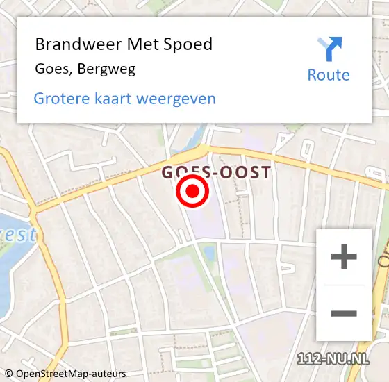 Locatie op kaart van de 112 melding: Brandweer Met Spoed Naar Goes, Bergweg op 24 september 2013 17:57