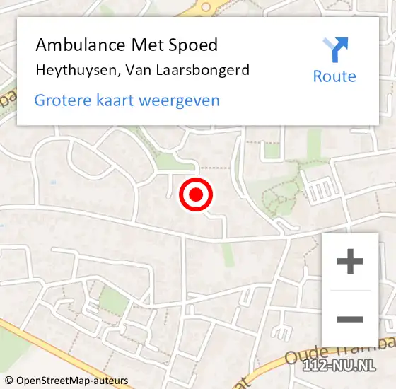 Locatie op kaart van de 112 melding: Ambulance Met Spoed Naar Heythuysen, Van Laarsbongerd op 8 september 2018 00:19