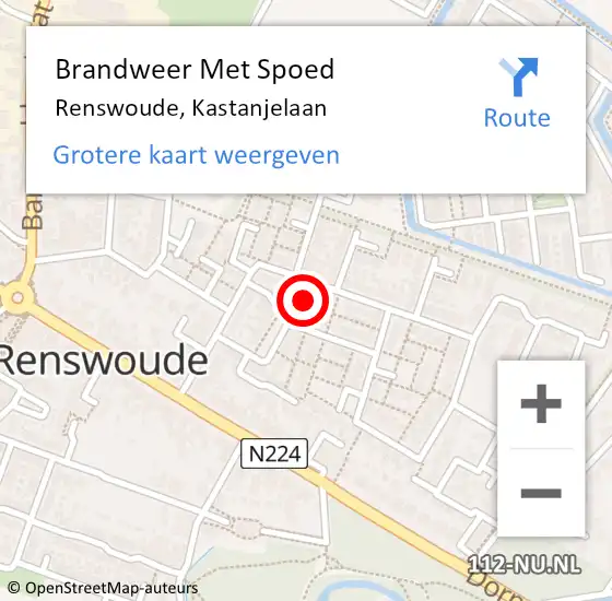 Locatie op kaart van de 112 melding: Brandweer Met Spoed Naar Renswoude, Kastanjelaan op 8 september 2018 01:09