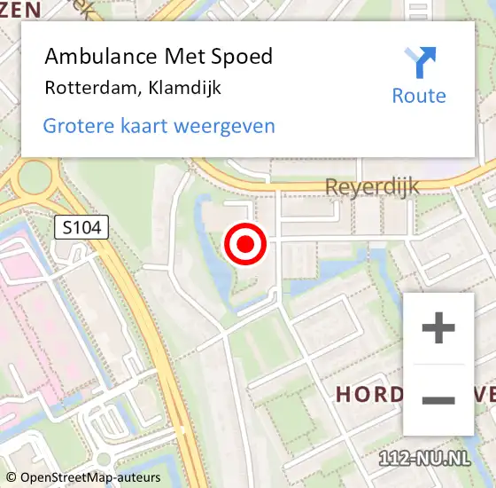 Locatie op kaart van de 112 melding: Ambulance Met Spoed Naar Rotterdam, Klamdijk op 8 september 2018 01:20