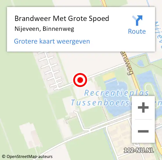 Locatie op kaart van de 112 melding: Brandweer Met Grote Spoed Naar Nijeveen, Binnenweg op 8 september 2018 02:18