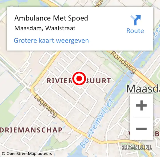 Locatie op kaart van de 112 melding: Ambulance Met Spoed Naar Maasdam, Waalstraat op 8 maart 2014 13:02