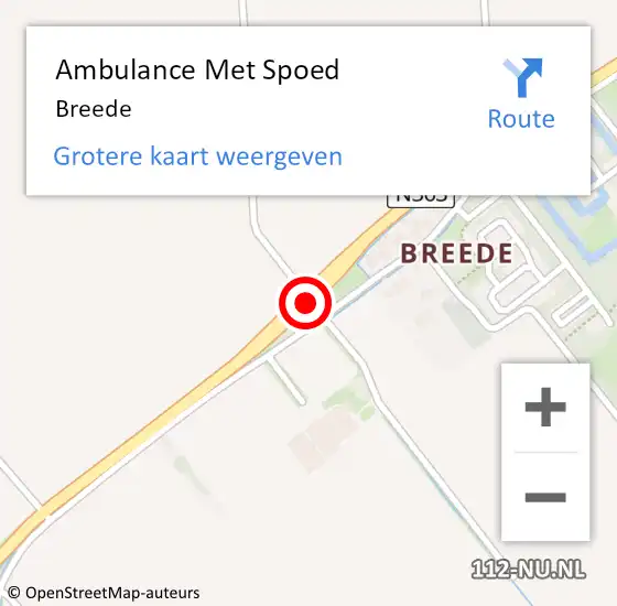 Locatie op kaart van de 112 melding: Ambulance Met Spoed Naar Breede op 8 september 2018 02:34