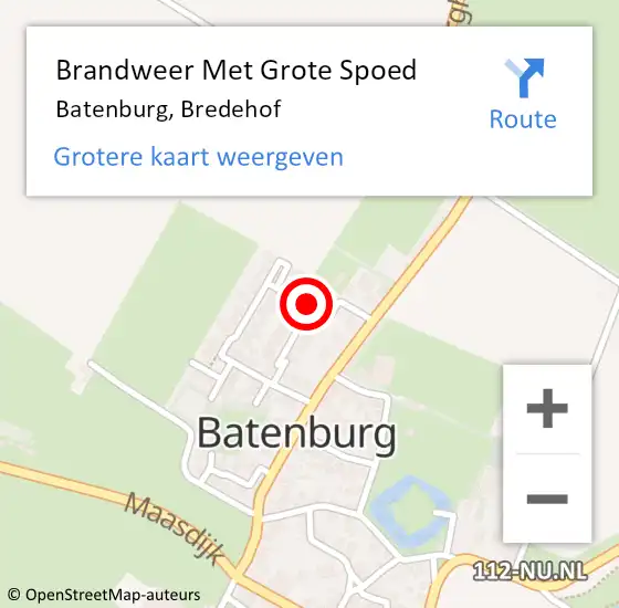 Locatie op kaart van de 112 melding: Brandweer Met Grote Spoed Naar Batenburg, Bredehof op 8 september 2018 04:27