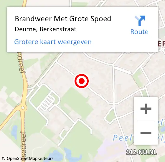 Locatie op kaart van de 112 melding: Brandweer Met Grote Spoed Naar Deurne, Berkenstraat op 8 september 2018 04:42