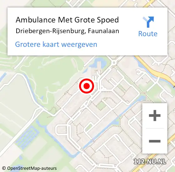 Locatie op kaart van de 112 melding: Ambulance Met Grote Spoed Naar Driebergen-Rijsenburg, Faunalaan op 8 september 2018 05:16