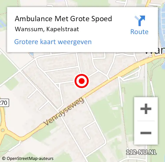 Locatie op kaart van de 112 melding: Ambulance Met Grote Spoed Naar Wanssum, Kapelstraat op 8 september 2018 06:23