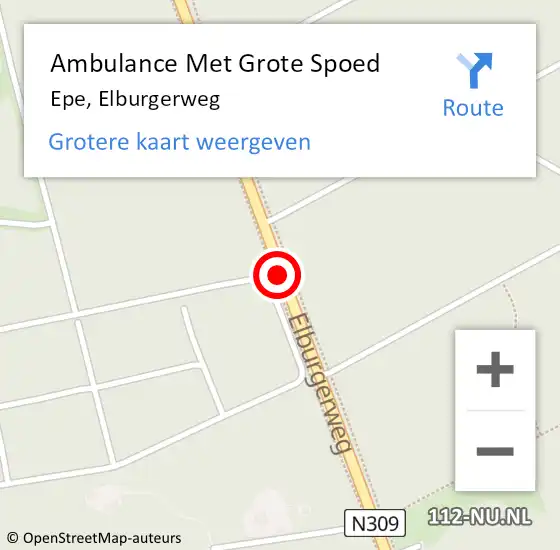 Locatie op kaart van de 112 melding: Ambulance Met Grote Spoed Naar Epe, Elburgerweg op 8 september 2018 08:50