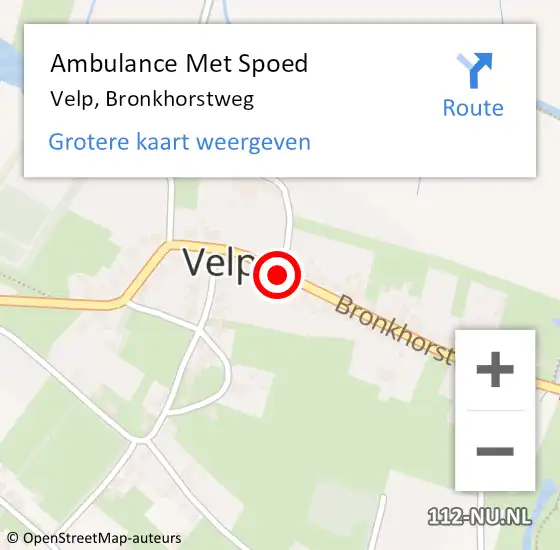 Locatie op kaart van de 112 melding: Ambulance Met Spoed Naar Velp, Bronkhorstweg op 8 september 2018 08:55