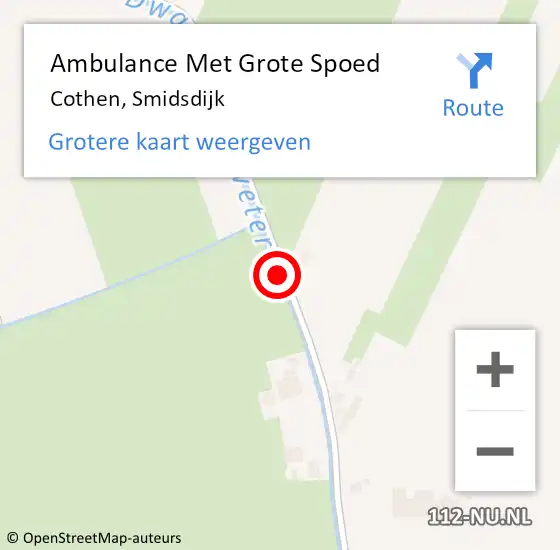 Locatie op kaart van de 112 melding: Ambulance Met Grote Spoed Naar Cothen, Smidsdijk op 8 september 2018 09:41