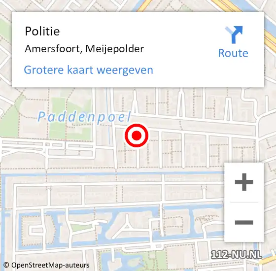 Locatie op kaart van de 112 melding: Politie Amersfoort, Meijepolder op 8 september 2018 10:50