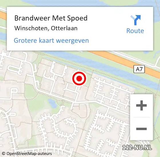 Locatie op kaart van de 112 melding: Brandweer Met Spoed Naar Winschoten, Otterlaan op 8 maart 2014 13:27