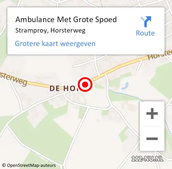 Locatie op kaart van de 112 melding: Ambulance Met Grote Spoed Naar Stramproy, Horsterweg op 8 september 2018 11:15