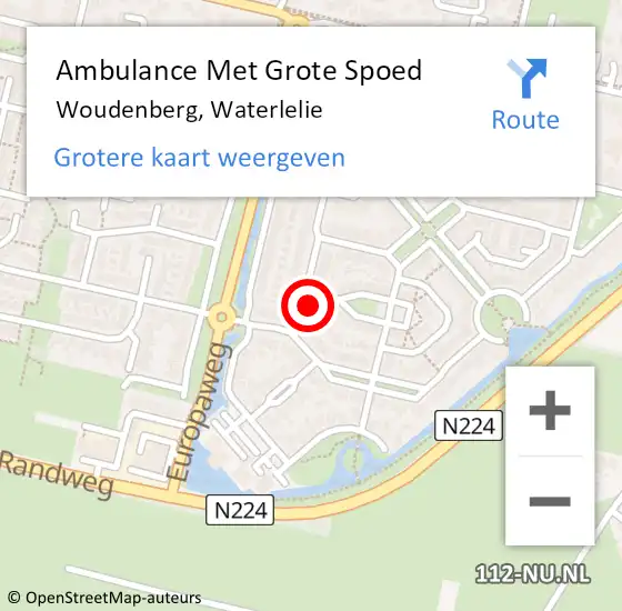 Locatie op kaart van de 112 melding: Ambulance Met Grote Spoed Naar Woudenberg, Waterlelie op 8 september 2018 11:17