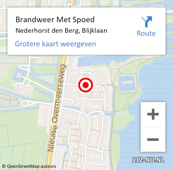 Locatie op kaart van de 112 melding: Brandweer Met Spoed Naar Nederhorst den Berg, Blijklaan op 8 september 2018 11:27