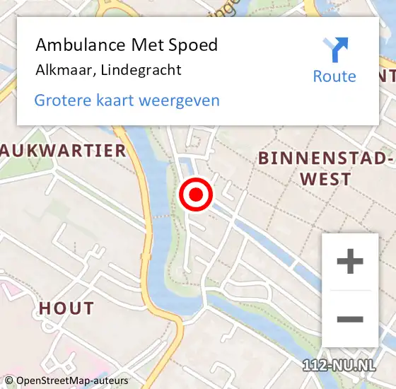 Locatie op kaart van de 112 melding: Ambulance Met Spoed Naar Alkmaar, Lindegracht op 8 september 2018 11:31