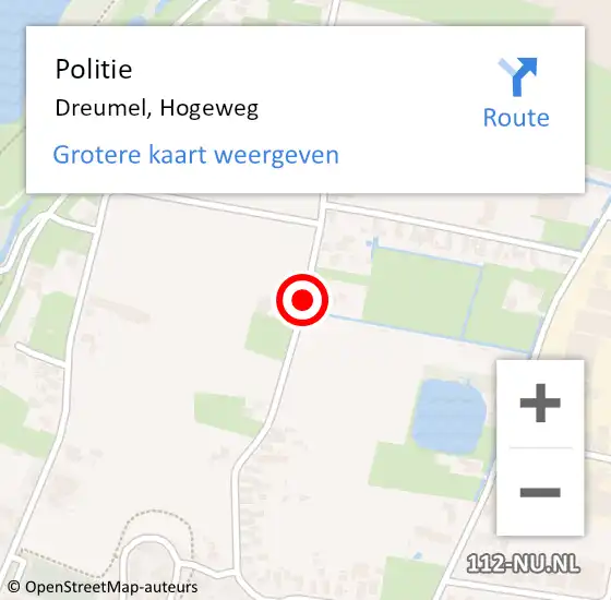 Locatie op kaart van de 112 melding: Politie Dreumel, Hogeweg op 8 september 2018 11:47