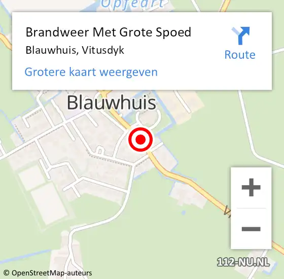 Locatie op kaart van de 112 melding: Brandweer Met Grote Spoed Naar Blauwhuis, Vitusdyk op 8 september 2018 13:59