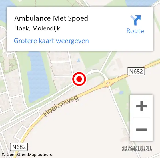 Locatie op kaart van de 112 melding: Ambulance Met Spoed Naar Hoek, Molendijk op 8 september 2018 14:06