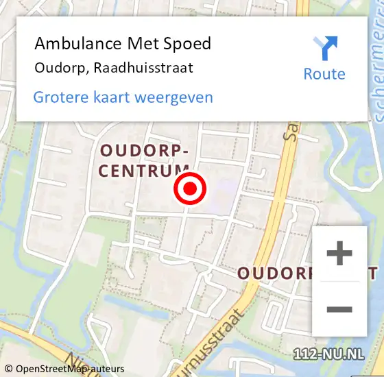 Locatie op kaart van de 112 melding: Ambulance Met Spoed Naar Oudorp, Raadhuisstraat op 8 september 2018 15:06