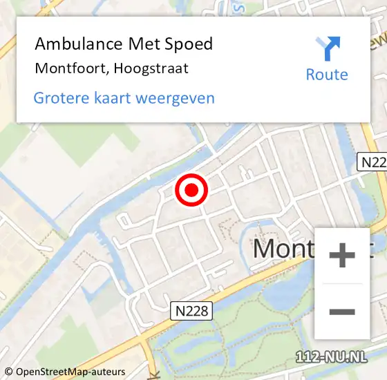 Locatie op kaart van de 112 melding: Ambulance Met Spoed Naar Montfoort, Hoogstraat op 8 september 2018 15:06