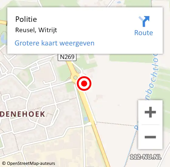 Locatie op kaart van de 112 melding: Politie Reusel, Witrijt op 8 september 2018 15:19