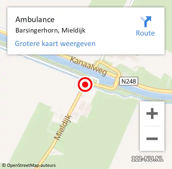 Locatie op kaart van de 112 melding: Ambulance Barsingerhorn, Mieldijk op 8 september 2018 16:22