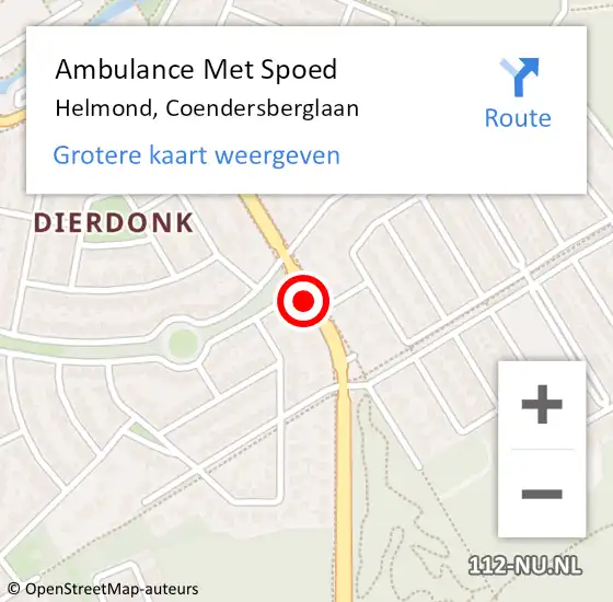 Locatie op kaart van de 112 melding: Ambulance Met Spoed Naar Helmond, Coendersberglaan op 8 september 2018 16:43