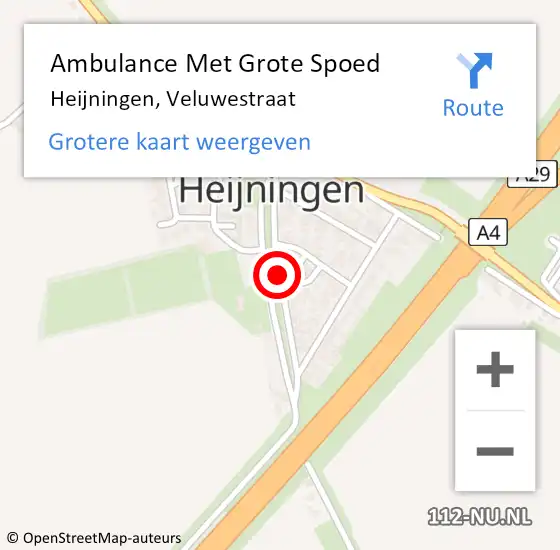 Locatie op kaart van de 112 melding: Ambulance Met Grote Spoed Naar Heijningen, Veluwestraat op 8 september 2018 17:27