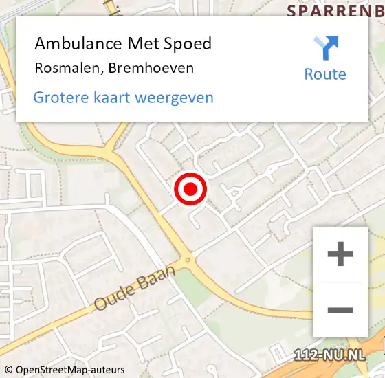 Locatie op kaart van de 112 melding: Ambulance Met Spoed Naar Rosmalen, Bremhoeven op 8 september 2018 18:47