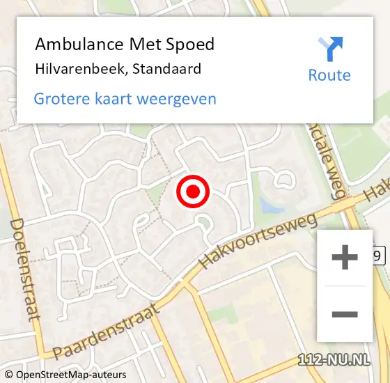 Locatie op kaart van de 112 melding: Ambulance Met Spoed Naar Hilvarenbeek, Standaard op 8 maart 2014 14:02