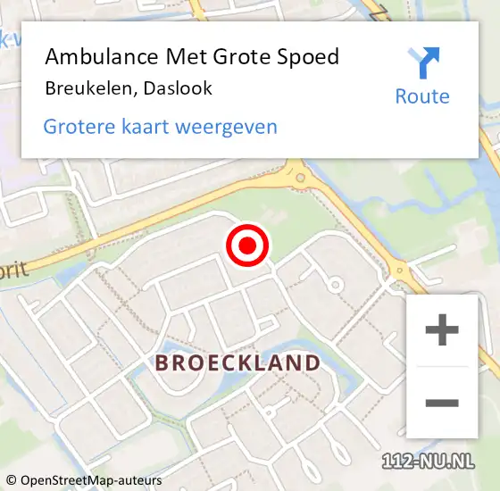 Locatie op kaart van de 112 melding: Ambulance Met Grote Spoed Naar Breukelen, Daslook op 8 september 2018 19:16