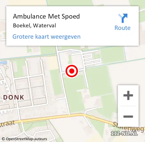 Locatie op kaart van de 112 melding: Ambulance Met Spoed Naar Boekel, Waterval op 8 september 2018 19:26