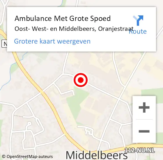 Locatie op kaart van de 112 melding: Ambulance Met Grote Spoed Naar Oost- West- en Middelbeers, Oranjestraat op 8 september 2018 19:46