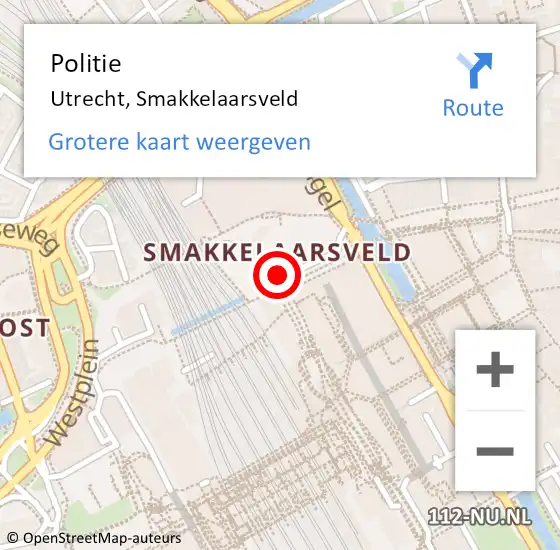 Locatie op kaart van de 112 melding: Politie Utrecht, Smakkelaarsveld op 8 september 2018 20:08