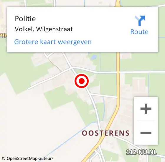 Locatie op kaart van de 112 melding: Politie Volkel, Wilgenstraat op 8 september 2018 20:28