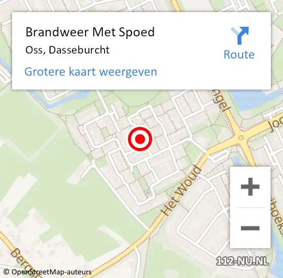 Locatie op kaart van de 112 melding: Brandweer Met Spoed Naar Oss, Dasseburcht op 8 september 2018 20:37