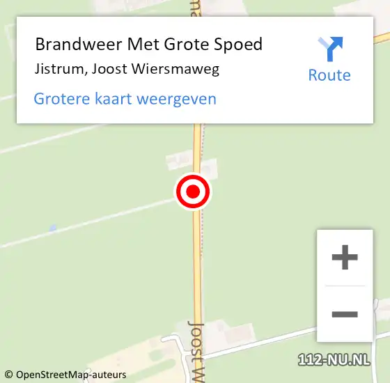 Locatie op kaart van de 112 melding: Brandweer Met Grote Spoed Naar Jistrum, Joost Wiersmaweg op 8 september 2018 21:19