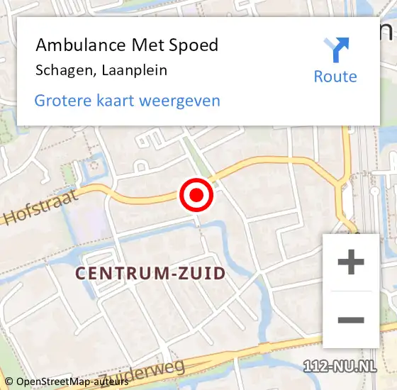 Locatie op kaart van de 112 melding: Ambulance Met Spoed Naar Schagen, Laanplein op 8 september 2018 21:36