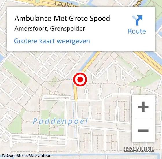 Locatie op kaart van de 112 melding: Ambulance Met Grote Spoed Naar Amersfoort, Grenspolder op 8 september 2018 23:28