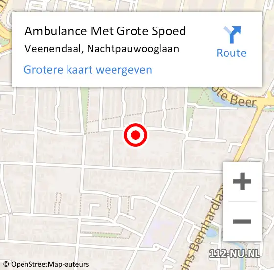 Locatie op kaart van de 112 melding: Ambulance Met Grote Spoed Naar Veenendaal, Nachtpauwooglaan op 8 september 2018 23:37