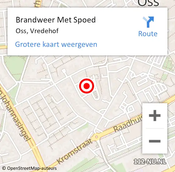 Locatie op kaart van de 112 melding: Brandweer Met Spoed Naar Oss, Vredehof op 8 september 2018 23:42