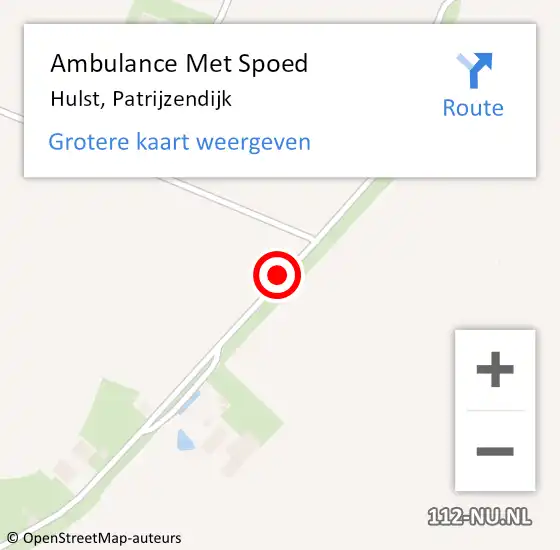 Locatie op kaart van de 112 melding: Ambulance Met Spoed Naar Hulst, Patrijzendijk op 8 september 2018 23:55