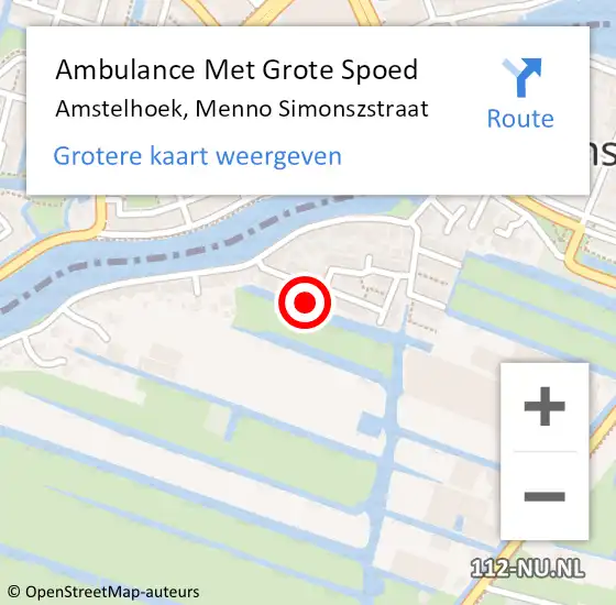 Locatie op kaart van de 112 melding: Ambulance Met Grote Spoed Naar Amstelhoek, Menno Simonszstraat op 8 september 2018 23:56