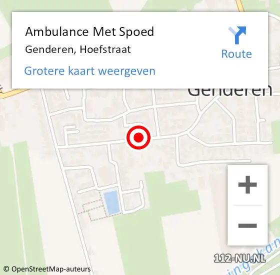 Locatie op kaart van de 112 melding: Ambulance Met Spoed Naar Genderen, Hoefstraat op 9 september 2018 00:22