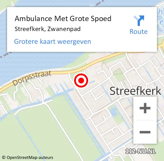 Locatie op kaart van de 112 melding: Ambulance Met Grote Spoed Naar Streefkerk, Zwanenpad op 8 maart 2014 14:21