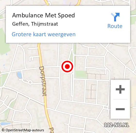 Locatie op kaart van de 112 melding: Ambulance Met Spoed Naar Geffen, Thijmstraat op 9 september 2018 00:43