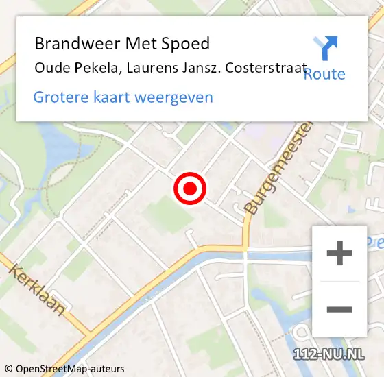 Locatie op kaart van de 112 melding: Brandweer Met Spoed Naar Oude Pekela, Laurens Jansz. Costerstraat op 9 september 2018 00:44