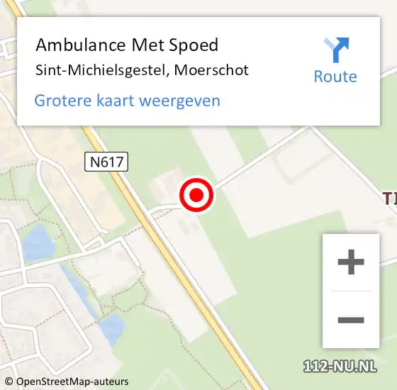 Locatie op kaart van de 112 melding: Ambulance Met Spoed Naar Sint-Michielsgestel, Moerschot op 9 september 2018 01:05